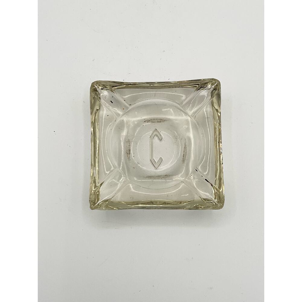 MCM Vintage C Monoframmed Square Ashtray / Clear glass